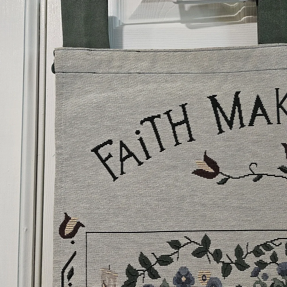 Vtg Faith Make It Grow Gardening Tapestry Wall Hanging Deb Strain 1997 READ